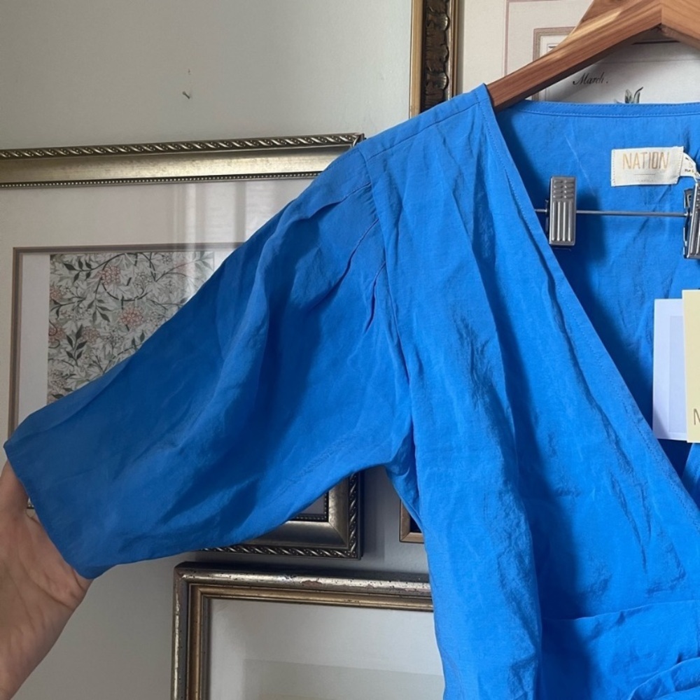 NWT Nation LTD “Luisa” Blue Wrap Top/Blouse. Palace Blue. Size Small. - Picture 8 of 10